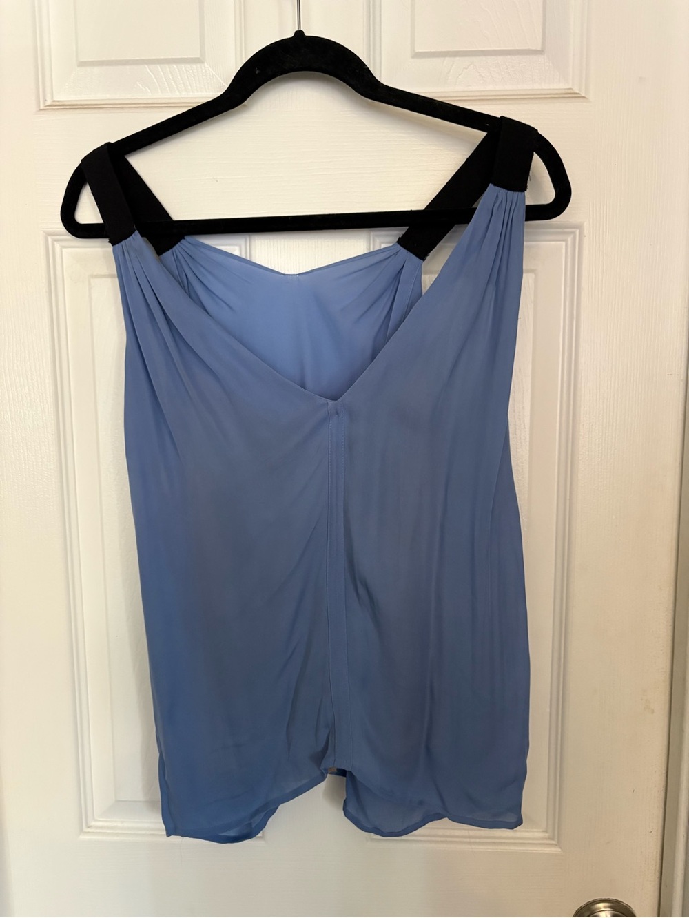 A.L.C. Powder Blue V-Neck Blouse with Black Straps